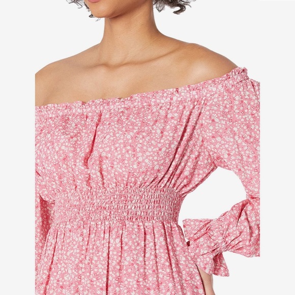 WAYF Smocked Waist Off Shoulder Midi Dress - Picture 2 of 15